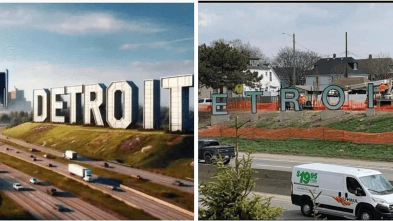 Detroiters upset over $400,000 "Hollywood"-style freeway sign after it was tricked by an AI-generated image