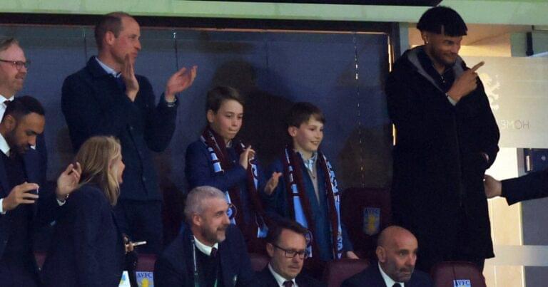 Prince William and Prince George watch football at Boys' Night Out